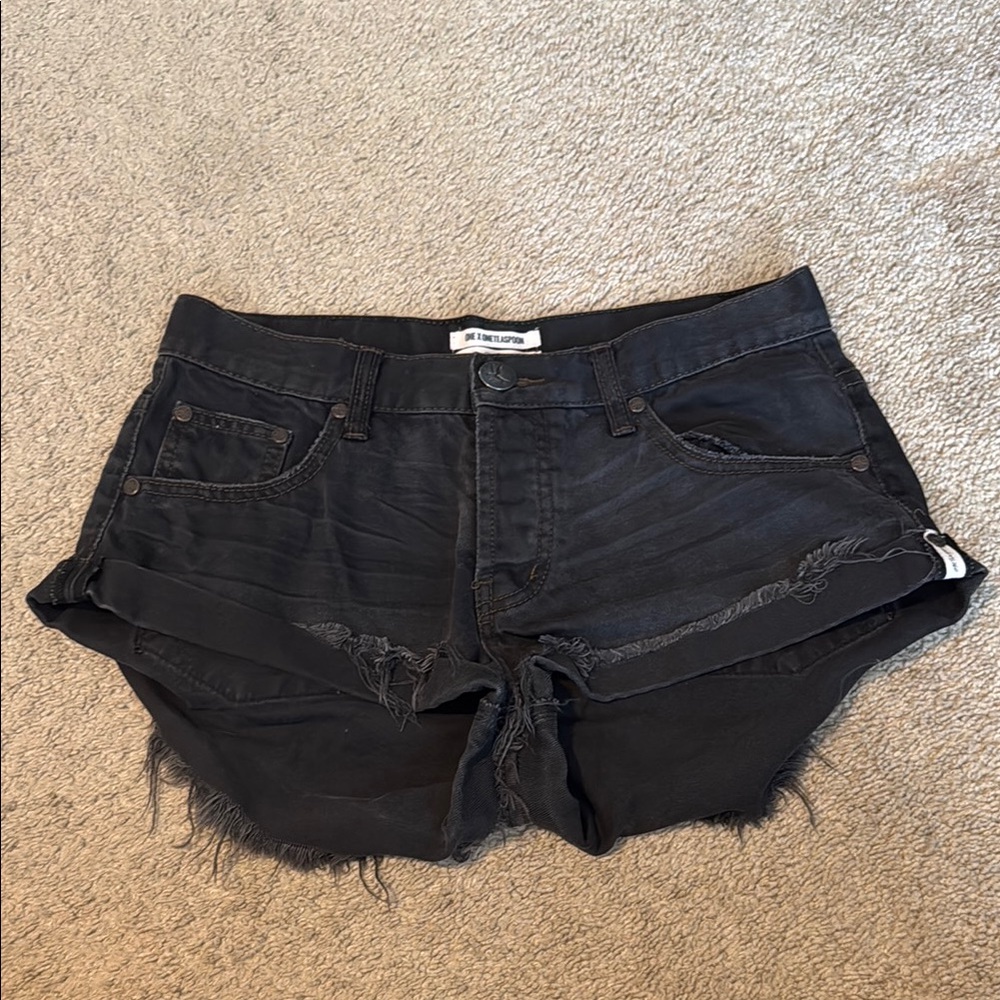 Black One x One Teaspoon Bandits denim shorts
